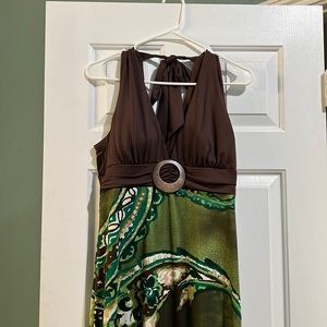 GORGEOUS Size Large Green and Brown Dress. Ready for Spring and Summer.